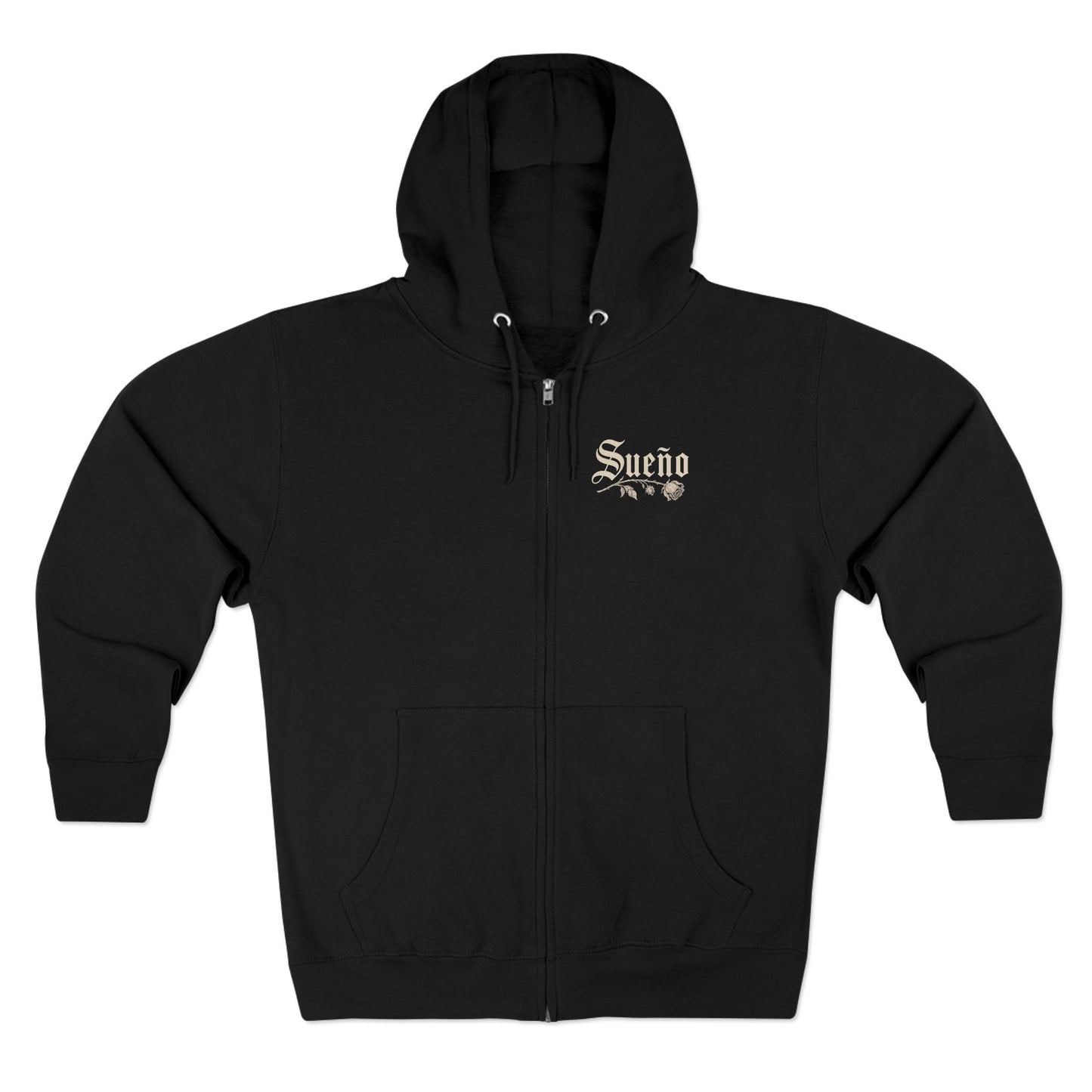 Zip Hoodie — 'Techno Never Broke My Heart' Gothic Logo Zip-Up